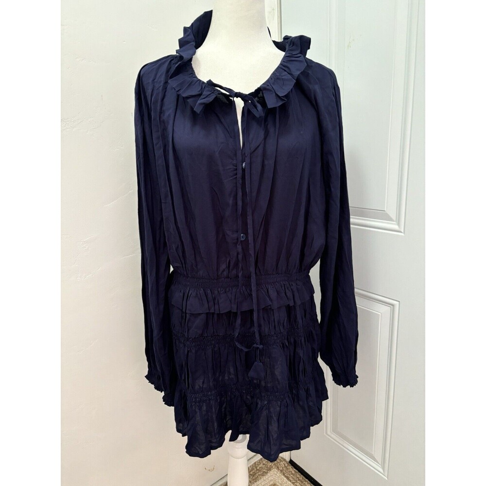 Lilya Dress Womens Large‎ Florence Navy Blue Mini Cover Up Beachy Coastal